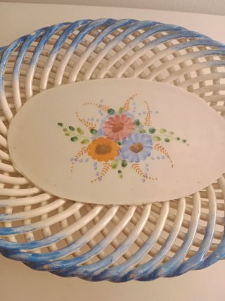 Bandeja trenzada floral azul