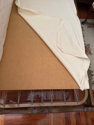 Cama 90 cm Madera y Rattan. Colchón incluido.