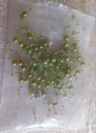 Collares y pendientes perlas verdes y rosas