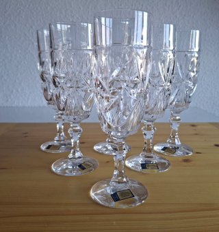 6 COPAS CAVA VINTAGE CRISTAL TALLADO BLEIKRISTALL