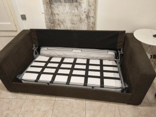 Sofá Cama Marrón Tela.