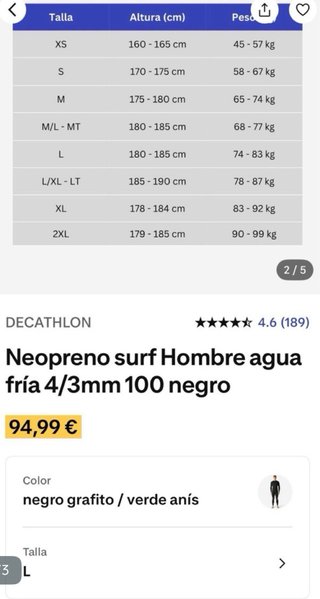Neopreno Surf Olaian Negro