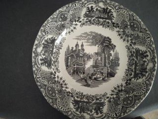 Platos Cartuja porcelana blanco y negro