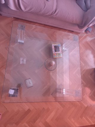 Mesa de centro cristal y metacrilato de 90*90 cm