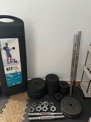 Banco musculación completo + Kit de pesas