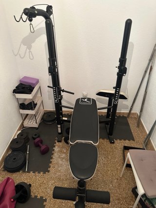 Banco musculación completo + Kit de pesas