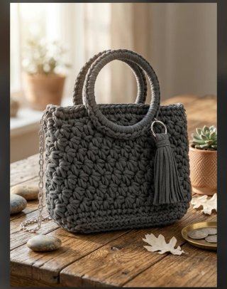 Bolso crochet artesanal gris
