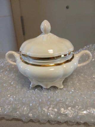 Sopera Bidasoa Porcelana Filo Oro Vintage