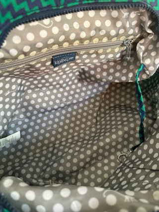 Bolso Kipling Azul y Verde Zigzag