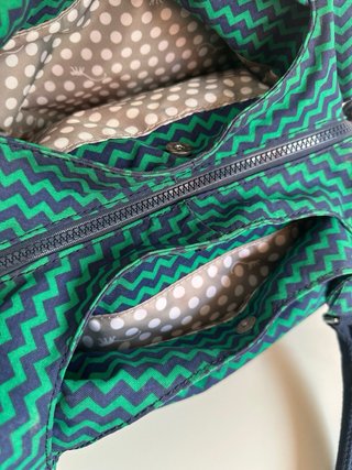 Bolso Kipling Azul y Verde Zigzag