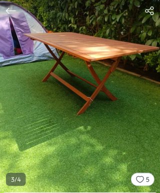 Mesa de jardín plegable de madera