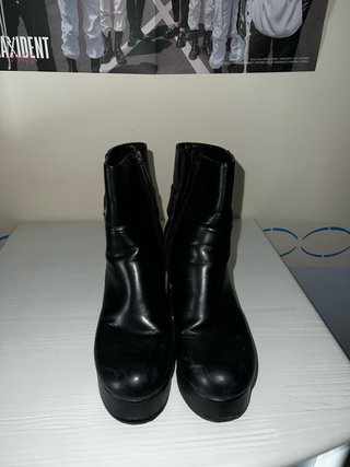 Botines Mustang Plataforma Tacón Negro
