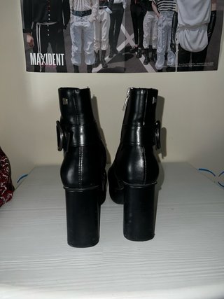 Botines Mustang Plataforma Tacón Negro
