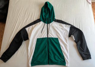 Cortavientos Reebok Verde y Blanco
