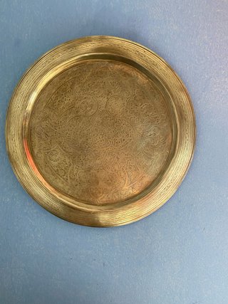 Bandeja Vintage Latón Grabado