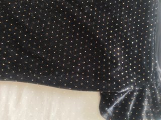 Vestido fiesta negro con topos dorados