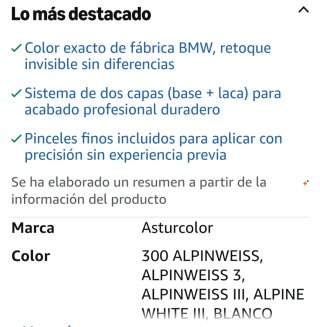 Kit Pintura BMW Blanco Repara Arañazos alpineweiss