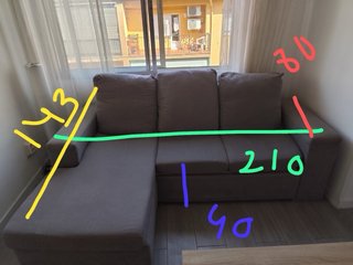Sofá Chaiselongue Gris Tela