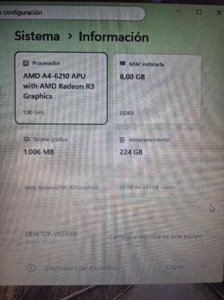 Portátil Acer SSD