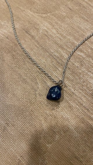 Collar Cadena Cordón Piedra Mineral Azul Plata