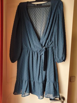 Vestido Zara gasa azul