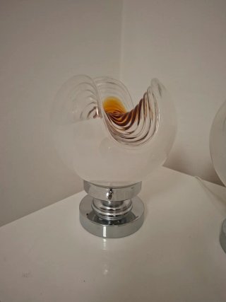 Coppia Lampade Vintage Vetro e Metallo