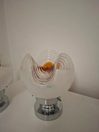 Coppia Lampade Vintage Vetro e Metallo