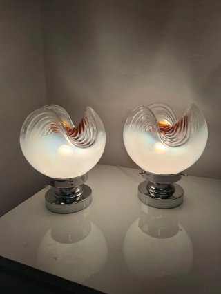 Coppia Lampade Vintage Vetro e Metallo