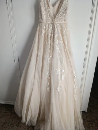 Vestido de Novia Beige y Blanco