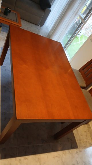 Comedor completo madera y cristal