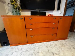 Comedor completo madera y cristal