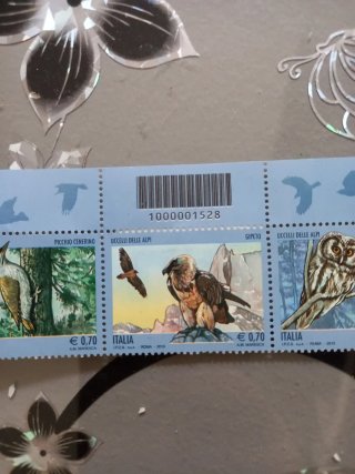Striscia francobolli Uccelli delle Alpi