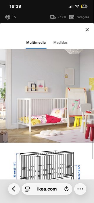 Cuna con opcion colecho IKEA URGE
