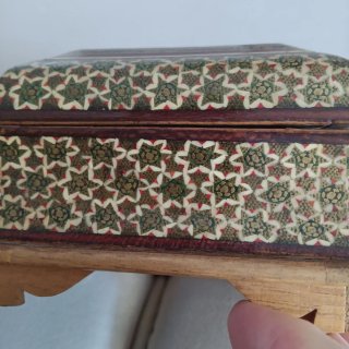 Portagioie Iran legno intarsiato dipinto