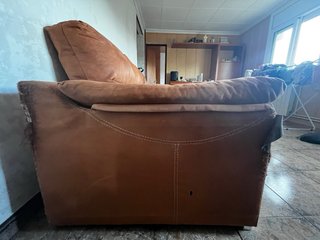 Negociable Sofá chaise longue marrón tela