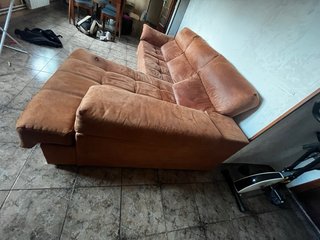 Negociable Sofá chaise longue marrón tela
