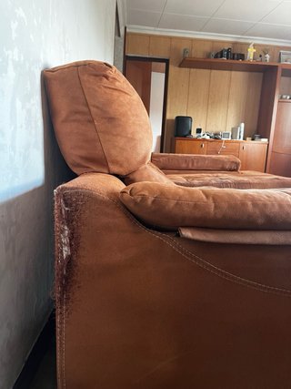 Negociable Sofá chaise longue marrón tela