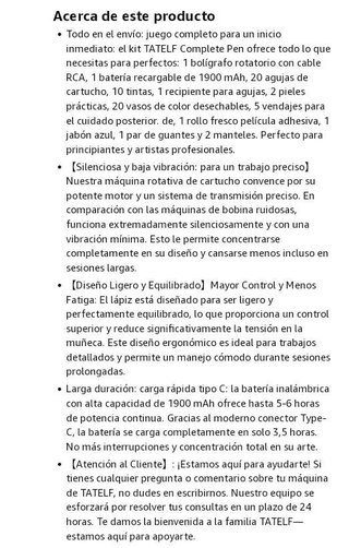 Máquina Tatuaje Inalámbrica TATELF, Kit Completo.