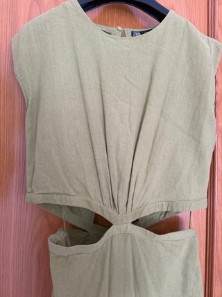 Vestido Zara Cut Out Verde Talla S