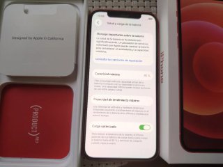 iPhone 12 128GB 5G Rojo + caja 76% Batt Face ID Ok