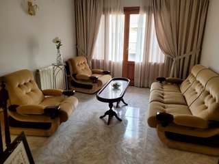 Conjunto de 3 sofas vintage beige tela