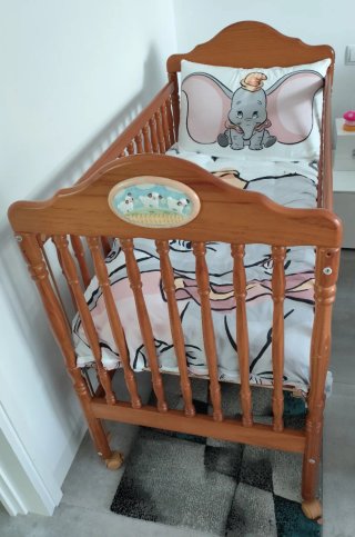 Cuna de madera Mi Cuna con colchón y funda nórdica