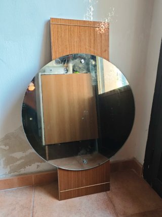 Espejo redondo madera y cristal