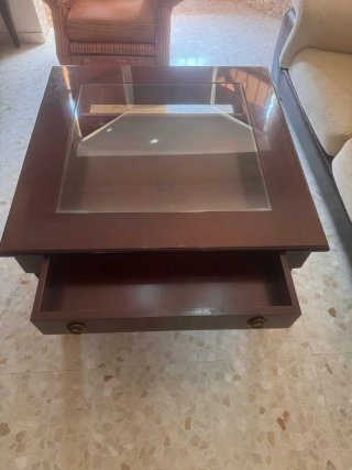 Mesa de centro madera y cristal
