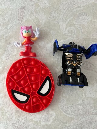 Lote: Pop it Spiderman, Sonic y Transformer