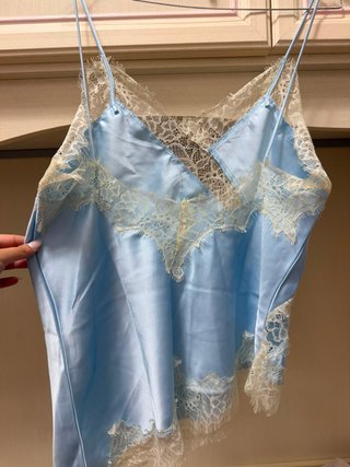 Top simil Zara pizzo azzurro