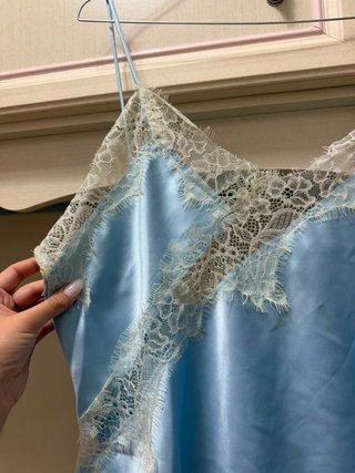 Top simil Zara pizzo azzurro