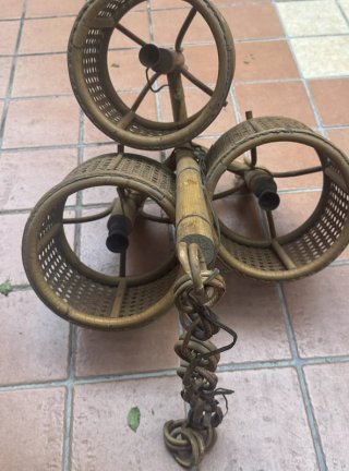 Lampadario vintage vimini e bambù