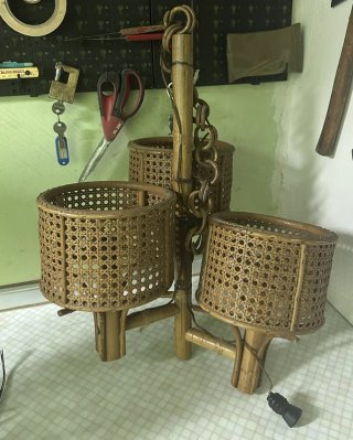 Lampadario vintage vimini e bambù