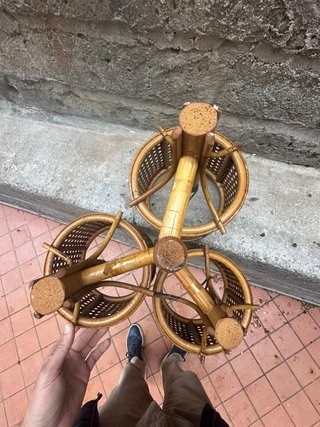 Lampadario vintage vimini e bambù